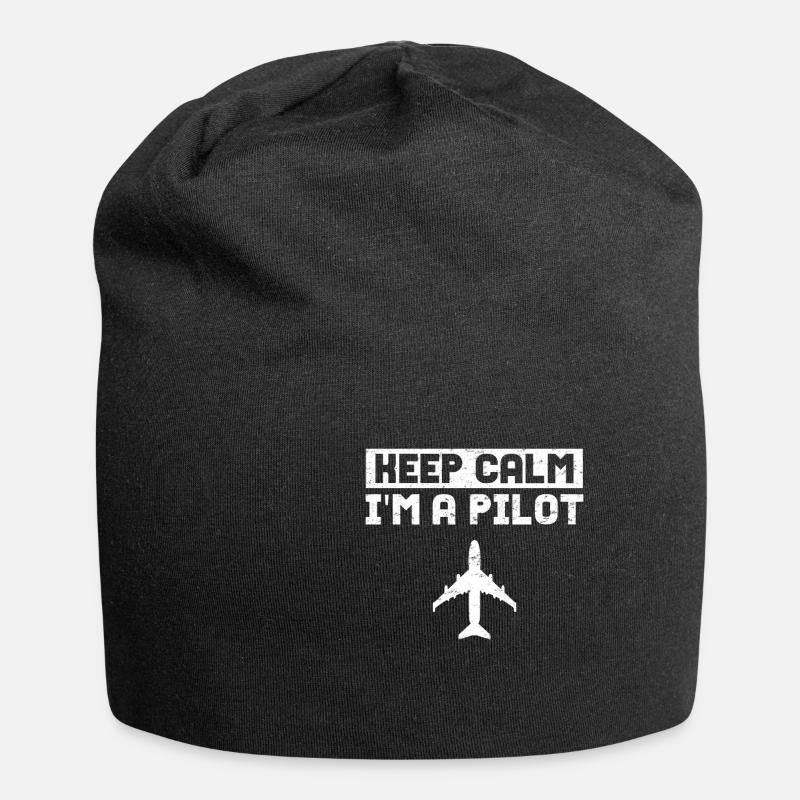 Airplane pilot aviator aviation - Jersey Beanie - black