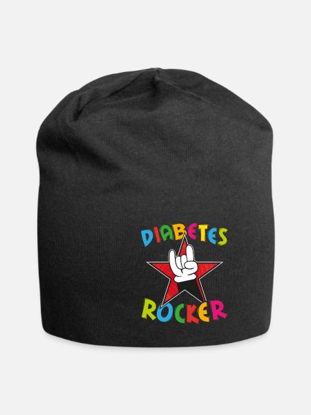 Diabetes Rocker diabetic kids gift funny - Jersey Beanie - black