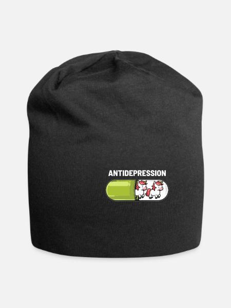 Einhorn Anti Depression Kapsel - Jersey-Beanie - Schwarz