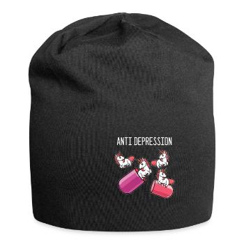 Unicorn Anti Depression - Jersey Beanie - black - Front
