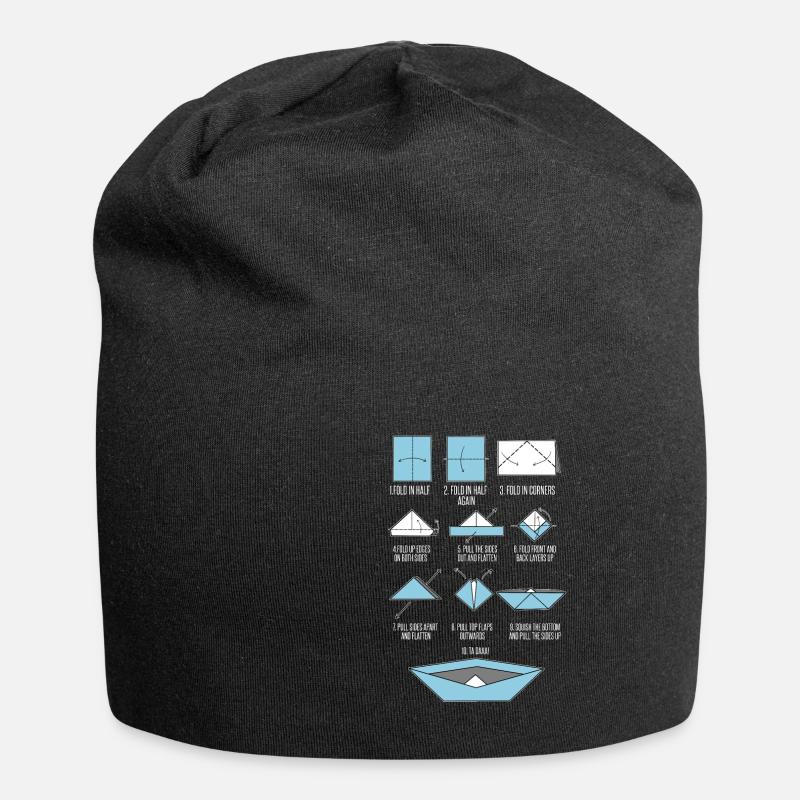 Papierboot Falten Schulzeit Basteln Spaß Geschenk - Jersey-Beanie - Schwarz