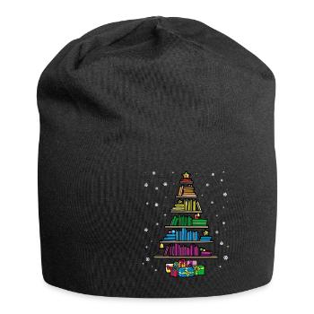 Christbaum Bücherregal Bücher Regal Lesen - Jersey-Beanie - Schwarz - Vorne