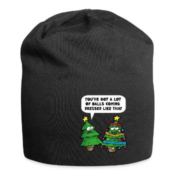 Weihnachten Humor lustiger Christbaum Spruch - Jersey-Beanie - Schwarz - Vorne