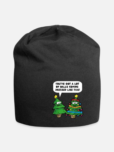 Christmas humor funny Christmas tree saying - Jersey Beanie - black
