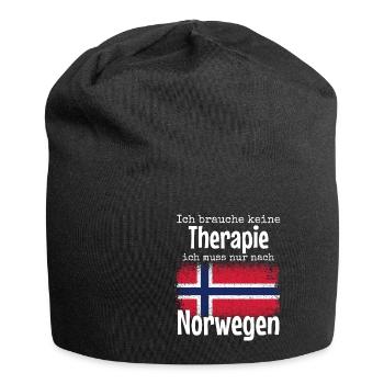 Ich brauche keine Therapie ich muss nach Norwegen - Jersey-Beanie - Schwarz - Vorne