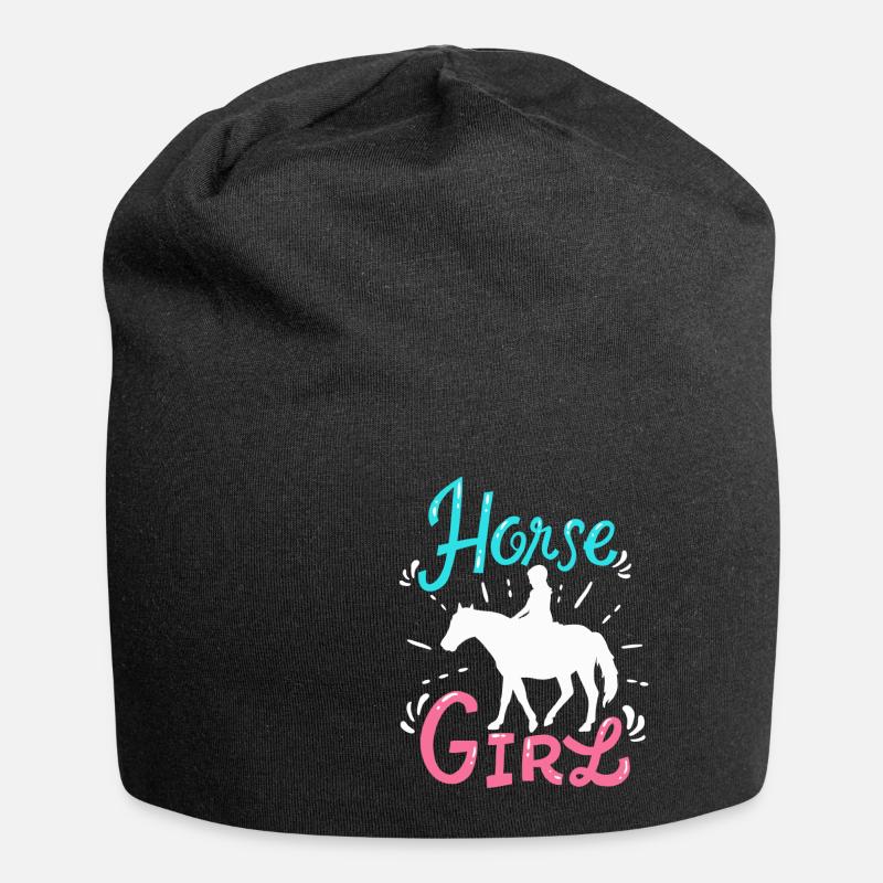 Pferd Mädchen - Jersey-Beanie - Schwarz