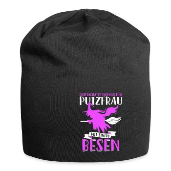 Putzfrau Putzfee Gebäudereiniger lustiger Spruch - Jersey-Beanie - Schwarz - Vorne