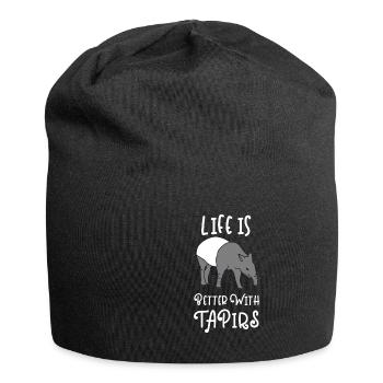Das Leben ist besser mit Tapiren Tapir - Jersey-Beanie - Schwarz - Vorne
