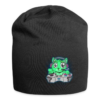 Bande dessinée de gamer de contrôleur de jeu de chat - Bonnet en jersey - noir - Devant