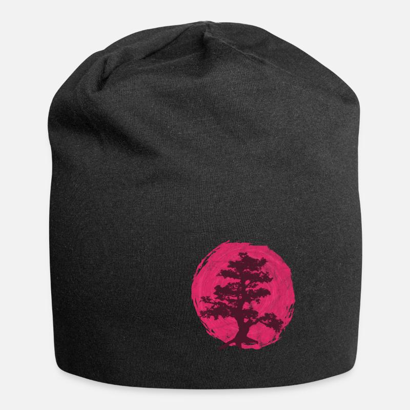 Bonsai Tree Baum Aufgehende Sonne Japan Geschenk - Jersey-Beanie - Schwarz