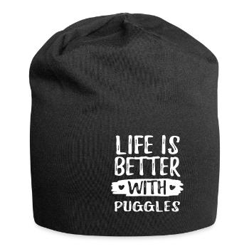 LIFE IS BETTER WITH PUGGLES - Jersey Beanie - black - Front