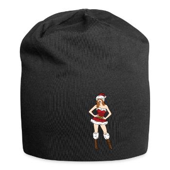 Sexy woman girl in a tight outfit Christmas - Jersey Beanie - black - Front