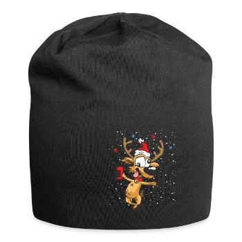 Reindeer Christmas with mobile smartphone - Jersey Beanie - black - Front
