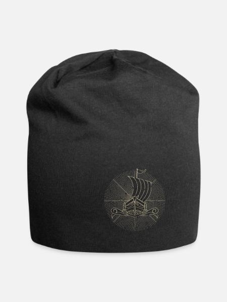 Viking boat, dragon boat, long ship - Jersey Beanie - black