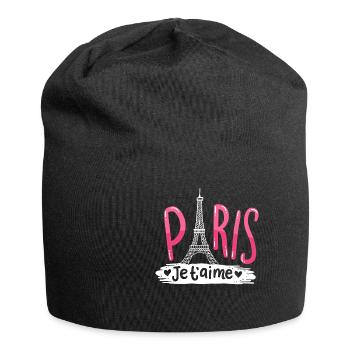 Pariser Eiffelturm - Jersey-Beanie - Schwarz - Vorne