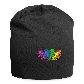 Horses Rainbow Gallop Cartoon - Jersey Beanie - black - Front