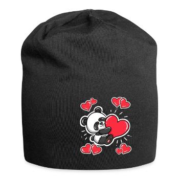Herzen Panda Valentinstag Valentinstag - Jersey-Beanie - Schwarz - Vorne