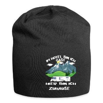 Im Hotel bin ich Gast hier bin ich Zuhause - Jersey-Beanie - Schwarz - Vorne