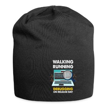 Walking Running Debugging on releas day Shirt - Jersey-Beanie - Schwarz - Vorne