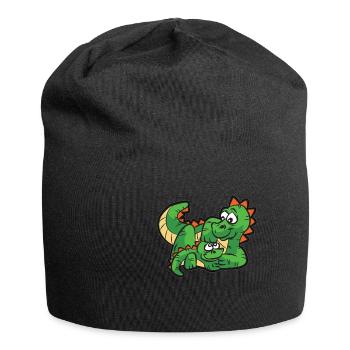 DINO FAMILY Mère Fils Dragon Dino Dinosaure - Bonnet en jersey - noir - Devant