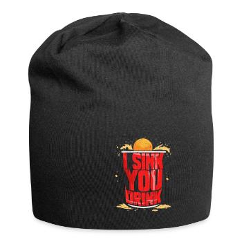 Beer Pong Beerpong Bier Becher Lustig Spruch Logo - Jersey-Beanie - Schwarz - Vorne