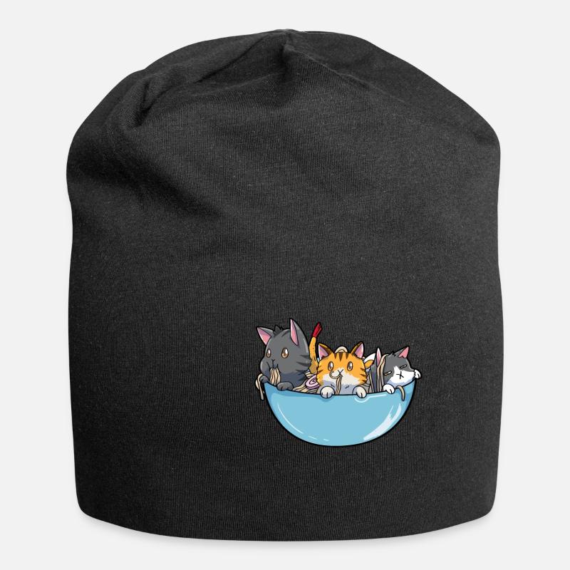 Anime-Ramen-Katze - Jersey-Beanie - Schwarz