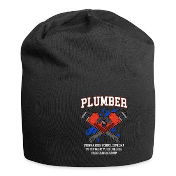 funny plumber - Jersey Beanie - black - Front