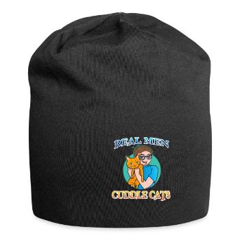 Real Man Cuddle Cats - Jersey Beanie - black - Front
