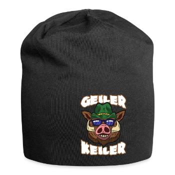 Geiler Keiler Jäger Jagd Spruch lustiger Humor - Jersey-Beanie - Schwarz - Vorne