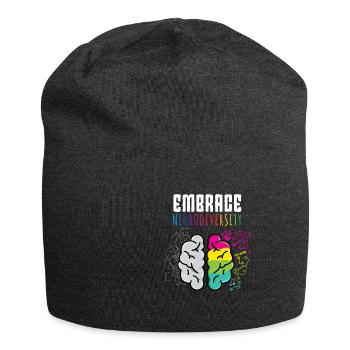 Embrace Neurodiversity Funny saying autism - Jersey Beanie - charcoal grey - Front