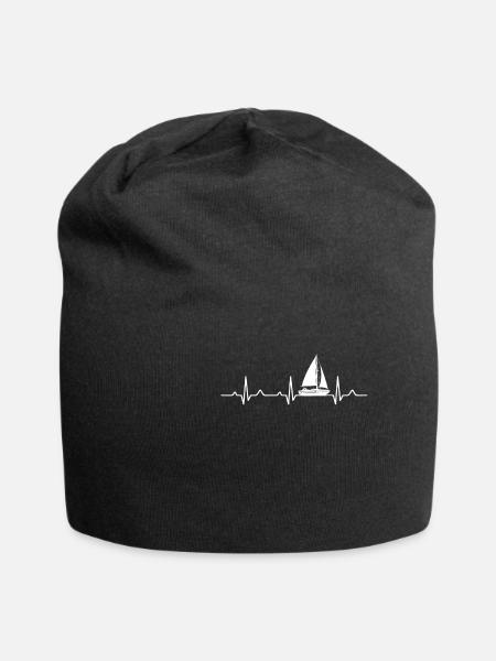 Herzschlag Segelschiff - Jersey-Beanie - Schwarz