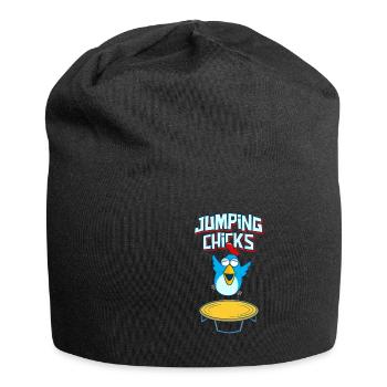 Jumping Chick Trampoline Humor - Jersey Beanie - black - Front