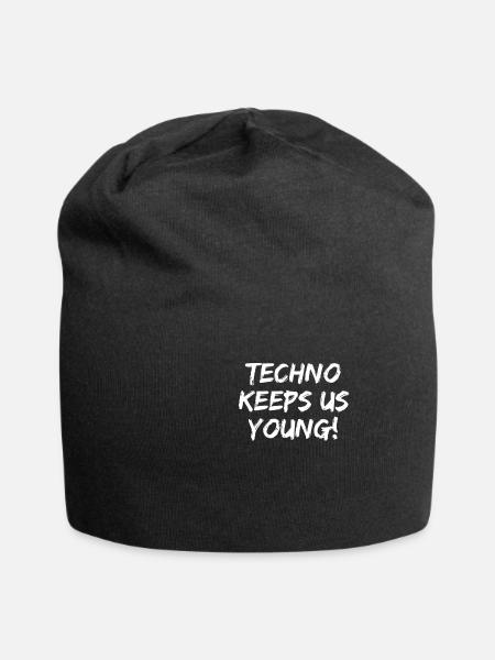 Techno Keeps Us Young | Techno Festival Rave Party - Jersey-Beanie - Schwarz