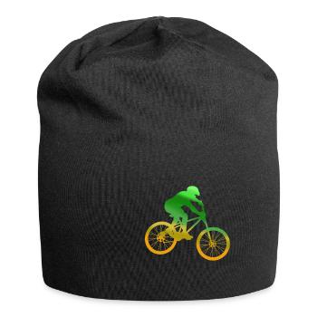 Bicycle mountain bike green yellow color silhouette - Jersey Beanie - black - Front