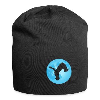 Parkour Freerunner gift back flip moon - Jersey Beanie - black - Front