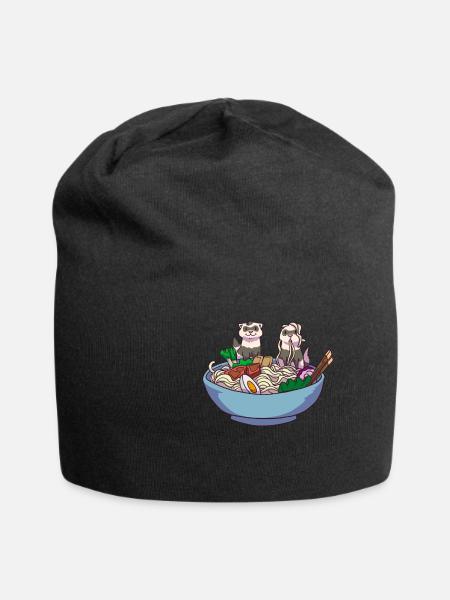 Furet ramen anime kawaii - Bonnet en jersey - noir