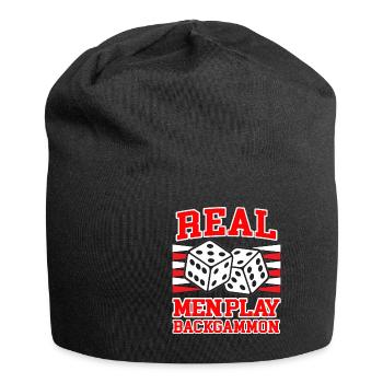 REAL MEN PLAY BACKGAMMON board game humor - Jersey Beanie - black - Front