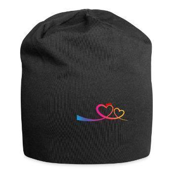 Henne und Küken in Love Hühner - Jersey-Beanie - Schwarz - Vorne