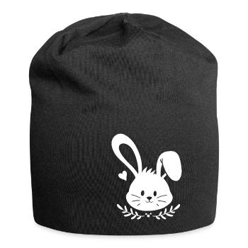 Hase Ostern - Jersey-Beanie - Schwarz - Vorne
