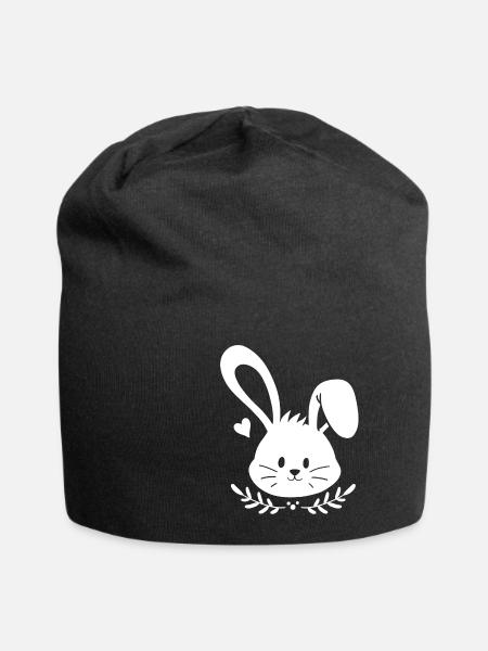 Hase Ostern - Jersey-Beanie - Schwarz