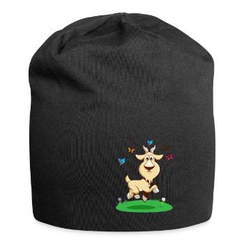 GOAThefuckof Lustige Ziege Humor Cartoon Comic - Jersey-Beanie - Schwarz - Vorne