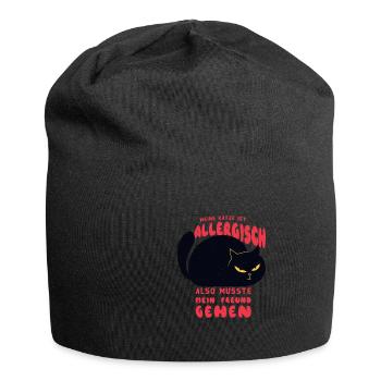 Katze Allergisch Freund Design Geschenkidee - Jersey-Beanie - Schwarz - Vorne