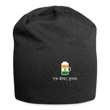 Bier bitte auf Hindi Bier bestellen in Indien - Jersey-Beanie - Schwarz - Vorne