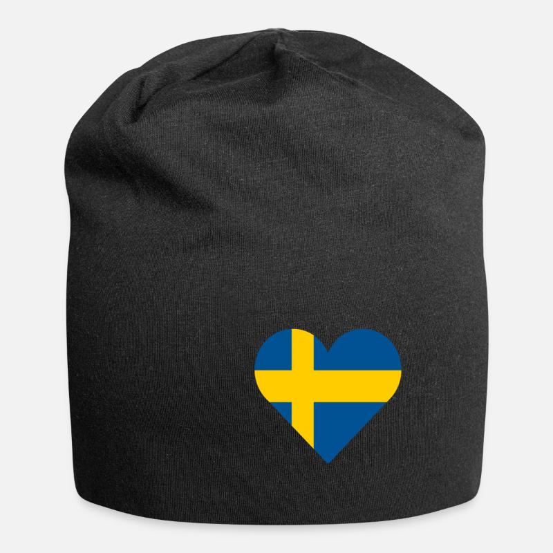 Schweden, Herz, Liebe - Jersey-Beanie - Schwarz