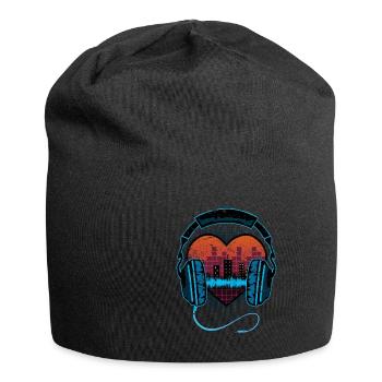 Music headphones heartbeat soundtrack - Jersey Beanie - black - Front