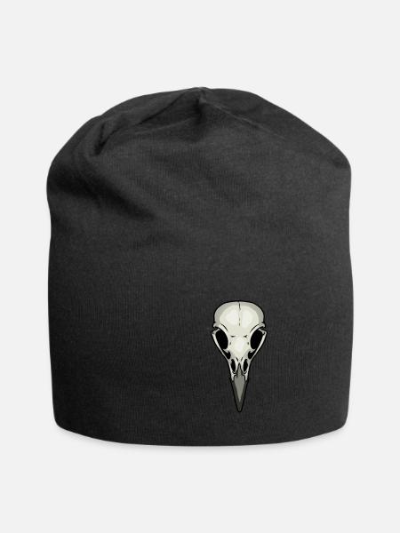 Rabe Krähe Vogel Totenkopf Schädel Tod Voodoo - Jersey-Beanie - Schwarz