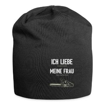 ICH LIEBE MEINE FRAU - Holz Machen Spruch Design - Jersey-Beanie - Schwarz - Vorne