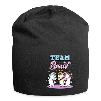 Team Braut JGA Einhorn Einhörner Lustig Geschenk - Jersey-Beanie - Schwarz - Vorne