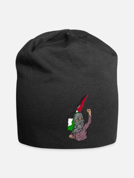 Palestinian flag freedom for Palestine - Jersey Beanie - black