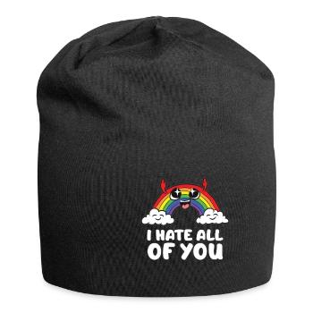 I HATE ALL OF YOU black humor rainbow - Jersey Beanie - black - Front